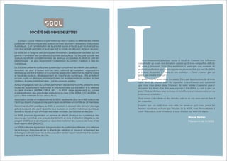 776 Guide des auteurs de livres - 2017
LL’environnement juridique, social et fiscal de l’auteur s’est tellement
complexifié au cours des dernières années qu’il nous est parfois difficile
de nous y retrouver. Vous êtes nombreux à participer aux sessions de
professionnalisation que nous organisons plusieurs fois par an à la SGDL
et à nous demander à l’issue de ces journées : « Vous n’auriez pas un
guide qui résume tout ça ? »
Ce guide, vous le tenez entre les mains. Il n’a pas la prétention de devenir
votre livre de chevet mais de répondre concrètement aux questions
que vous vous posez dans l’exercice de votre métier. Comment puis-je
récupérer les droits d’un livre non exploité ? L’AGESSA, ça sert à quoi au
juste ? Dois-je déclarer mes revenus en bénéfices non commerciaux ou en
traitements et salaires ?
Tout auteur a des droits et des devoirs, cela va de soi, mais encore faut-il
les connaître.
J’espère que cet outil vous sera utile, ne serait-ce qu’à vous poser les
bonnes questions, sachant que l’équipe de la SGDL reste bien entendu à
votre disposition pour continuer à vous éclairer sur tous ces sujets.
Marie Sellier
Présidente de la SGDL
La SGDL a pour missions la promotion du droit d’auteur,la défense des intérêts
juridiques et économiques des auteurs de livres (écrivains,essayistes,traducteurs,
illustrateurs…) et l’amélioration de leur statut social et fiscal, que l’écriture soit ou
non leur activité première et quel que soit le mode de diffusion de leurs œuvres.
La SGDL est à l’origine des principales innovations juridiques et sociales qui ont
permis d’améliorer les conditions d’activité des auteurs : la Sécurité sociale des
auteurs, la retraite complémentaire, les revenus accessoires, le droit de prêt en
bibliothèque… et, plus récemment, l’adaptation du contrat d’édition à l’ère du
numérique.
La SGDL est présente sur tous les dossiers qui concernent les intérêts des auteurs  :
évolution du droit d’auteur, tant au plan national qu’européen, négociations
relatives au contrat d’édition et à sa bonne application,réformes du régime social
et fiscal des auteurs, développement du marché du numérique... Elle entretient
sur ces sujets un dialogue permanent avec les représentants du secteur du livre
(éditeurs, libraires, bibliothécaires…) et les pouvoirs publics.
Acteur engagé au sein du Conseil permanent des écrivains (CPE),présente dans
toutes les organisations nationales et internationales qui travaillent à la défense
du droit d’auteur (AFPIDA, CSPLA, IAF…), la SGDL siège également au conseil
d’administration des principales institutions du livre (CNL, SOFIA, CFC, AGESSA…)
pour y faire entendre la voix des auteurs.
Association privée et indépendante, la SGDL représente plus de 6 000 auteurs de
l’écrit qui élisent chaque année parmi leurs sociétaires un comité de 24 membres.
Reconnue d’utilité publique, la SGDL a vocation à recevoir des dons et des legs
grâce auxquels elle peut apporter aux auteurs un soutien individuel (juridique,
social ou fiscal) et leur attribuer des aides sociales, des bourses et des prix.
La SGDL propose également un service de dépôt physique ou numérique des
œuvres qui constitue une preuve d'antériorité en cas d’utilisation illégale ou de
plagiat (CLEO) et a développé un répertoire national des auteurs de livres et de
leurs ayants droit (BALZAC).
La SGDL s'attache également à la promotion du patrimoine littéraire,à la défense
de la langue française et de la liberté de création et poursuit activement les
échanges culturels avec les autres pays. Son action reçoit notamment le soutien
important de la SOFIA et du CNL.
SOCIÉTÉ DES GENS DE LETTRES
 