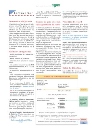 Guide d’installation en profession libérale   20   créer




     La                       clientèle
La clientèle d’un membre d’une profession libérale est formée des personnes
qui ont recours aux services de celui-ci et qui lui sont attachées en raison
principalement de ses talents et de la confiance qu’elles lui portent. Elle
peut être cédée à condition que soit respecté le libre choix du pra-
ticien par le client.


                                       ou encore l’existence d’un bail pro-
    L’évaluation de                    fessionnel.                                                   La transmission
      la clientèle                     La valeur de la clientèle est géné-                            d’un cabinet
                                       ralement estimée soit en fonction
                                       du chiffre d’affaires soit du bénéfi-
                                                                                                  La transmission d’un Cabinet indi-
L’évaluation de la clientèle est un    ce.
                                                                                                  viduel porte généralement sur les
des points délicats de la négocia-     Il est souvent fait référence à la
                                                                                                  éléments suivants :
tion.                                  moyenne des recettes des trois der-
                                       nières années (ou des deux der-                            - engagement de présentation à la
Elle résulte généralement d’un
                                       nières s’il y a eu une évolution                           clientèle assorti d’une interdiction
compromis entre les propositions
                                       importante des recettes), cette                            de concurrence limitée dans le
du vendeur et les vôtres.
                                       moyenne étant affectée d’un coef-                          temps et dans l’espace ;
Le facteur principal à retenir est
constitué par la confiance qui régit   ficient propre à chaque profession.                        - le droit au bail des locaux profes-
les rapports du professionnel avec                                                                sionnels, à moins qu’ils n’appar-
ses clients, confiance reposant sur    À cet égard, la consultation des ins-                      tiennent au vendeur, auquel cas
des considérations d’habileté pro-     tances professionnelles dont vous                          celui-ci peut les donner lui-même à
fessionnelle, de comportement          relevez et des revues spécialisées (1)                     bail à son successeur ;
moral ou professionnel. Il s’agit      vous sera utile.
                                                                                                  - le matériel, le mobilier, les agen-
donc de critères essentiellement
                                       En raison des nombreux facteurs                            cements et installations du cabinet.
subjectifs.
                                       subjectifs, il n’existe pas de barème                      L’engagement de présentation se
                                       susceptible de recevoir une appli-                         manifeste en pratique par une
En pratique, tenez compte de la
                                       cation générale et vous devez lar-                         réception commune de la clientèle
notoriété acquise par le profession-
                                       gement tenir compte des conditions                         durant un temps déterminé, par la
nel, critère plus facilement mesu-
                                       d’exercice de la profession.                               remise d’une liste des clients et
rable.
                                       Par exception, l’évaluation des por-                       leurs dossiers, par l’envoi de lettres
Le cas échéant, appréciez les quali-
                                       tefeuilles des agents généraux d’as-                       invitant la clientèle à reporter la
tés professionnelles des collabora-
                                       surances peut être établie à partir                        confiance qu’elle lui accordait sur
teurs qui sont, en général, en
                                       du barème élaboré en accord avec                           son successeur.
contact avec le public.
Enfin, tenez compte de facteurs        la profession.                                             En contrepartie de ces obligations,
objectifs tels que la localisation     (1) notamment “l’évaluation des clientèles”, col-          le vendeur reçoit une indemnité
géographique, la disposition de         lection “Le Plus UNASA”, disponible auprès de             qui correspond en fait à la valeur de
                                           votre Association agréée ou de l’UNASA :
locaux professionnels fonctionnels             01 43 42 38 09 ou www.unasa.fr                     la clientèle.
 