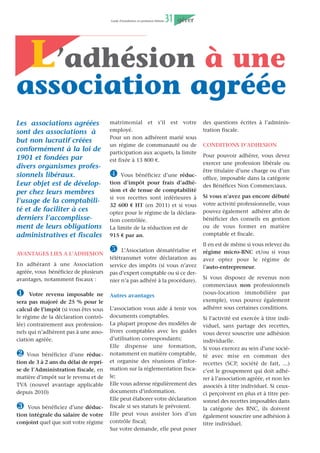 Guide d’installation en profession libérale   23   gérér




    Le mode d’exercice
    de votre activité
Le choix de la forme juri-              - les groupements dits “de                                 les professionnels partagent non
dique de votre activité a               moyens” (sociétés civiles de                               seulement les frais générés par leur
de nombreuses                           moyens, contrats à frais communs),                         activité mais également les hono-
                                        dans lesquels les professionnels                           raires ou bénéfices.
conséquences juridiques,
                                        partagent uniquement les frais
fiscales, voire dans
                                        générés par leur activité, par                             Une étude détaillée sur ce sujet
certains cas, sociales.                 exemple, les charges relatives aux                         dépasserait l’objet de ce guide.
                                        locaux loués en commun ou les
                                        frais relatifs à du matériel commun;                       Tout projet d’association doit faire
                                                                                                   l’objet d’une étude approfondie
Choix d’une forme                       - les groupements dits “d’exerci-                          que seuls des professionnels com-
                                        ce” (sociétés civiles profession-                          pétents (Avocats, Expert-comp-
    juridique                           nelles, sociétés de fait, sociétés                         tables, Notaires...) sont à même de
                                        d’exercice libéral, ...) dans lesquels                     mener à bien.

Le mode d’exercice le plus courant
d’une profession libérale est l’acti-                               Statut de collaborateur libéral
vité indépendante.
                                          Le contrat de collaborateur libéral                      Il est responsable des actes profes-
Dans ce cas, vous disposez d’une         qui existe déjà chez les avocats et                        sionnels qu'il accomplit, dans les
totale indépendance, limitée seule-      certaines professions paramédicales,                       conditions prévues par les textes
ment par le respect des règles de        a été étendu à la plupart des profes-                      régissant sa profession.
déontologie de votre profession, et      sions libérales réglementées depuis
vous vous trouvez à l’abri d’éven-       le 4 aout 2005 (sont exclus du dis-                       Pour être valable, le contrat doit être
tuels conflits entre associés.           positif les officiers publics ou minis-                    conclu par écrit et préciser obligatoi-
                                         tériels, les commissaires aux comptes                      rement les points suivants :
Vous pouvez cependant préférer           et les administrateurs judiciaires).                        - la durée de la collaboration et les
exercer votre profession au sein         Cette forme d’exercice distincte du                         éventuelles conditions de son
d’un groupement pour diverses rai-       salariat permet aux jeunes de se pré-                       renouvellement ;
sons : collaboration dans le travail,    parer à l’exercice libéral.                                 - les modalités de rémunération du
meilleure organisation, mise en                                                                      collaborateur ;
                                         À la différence du collaborateur sala-
commun du personnel, etc.                                                                            - les conditions dans lesquelles il
                                         rié, le collaborateur libéral exerce son
                                                                                                     peut satisfaire aux besoins de sa
                                         activité professionnelle en toute
                                                                                                     clientèle personnelle
L’exercice en groupe peut être envi-     indépendance, sans lien de subordi-                         - et, enfin, les conditions et les
sagé sous plusieurs formes. Vous         nation. Il peut ainsi se constituer une                     modalités de la rupture du contrat.
devez, avant tout, faire un choix        clientèle personnelle en bénéficiant
fondamental : partagerez-vous ou         des moyens du cabinet (salle d'at-                        Les conditions et modalités d’appli-
non les honoraires ?                     tente, secrétariat) ou se préparer à la                    cation de cette extension doivent
                                         reprise de structures existantes. Il                       faire l’objet d’un décret pour chaque
On peut, en effet, distinguer deux       relève du statut fiscal et social des                      profession concernée.
grandes catégories de structures         professionnels libéraux indépen-                          (loi n° 2005-882 du 2 août 2005, JO
d’exercice en commun de la pro-          dants.                                                     du 3) www.pme.gouv.fr
fession libérale :
 