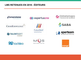 LMS RETENUES EN 2018 : ÉDITEURS
 