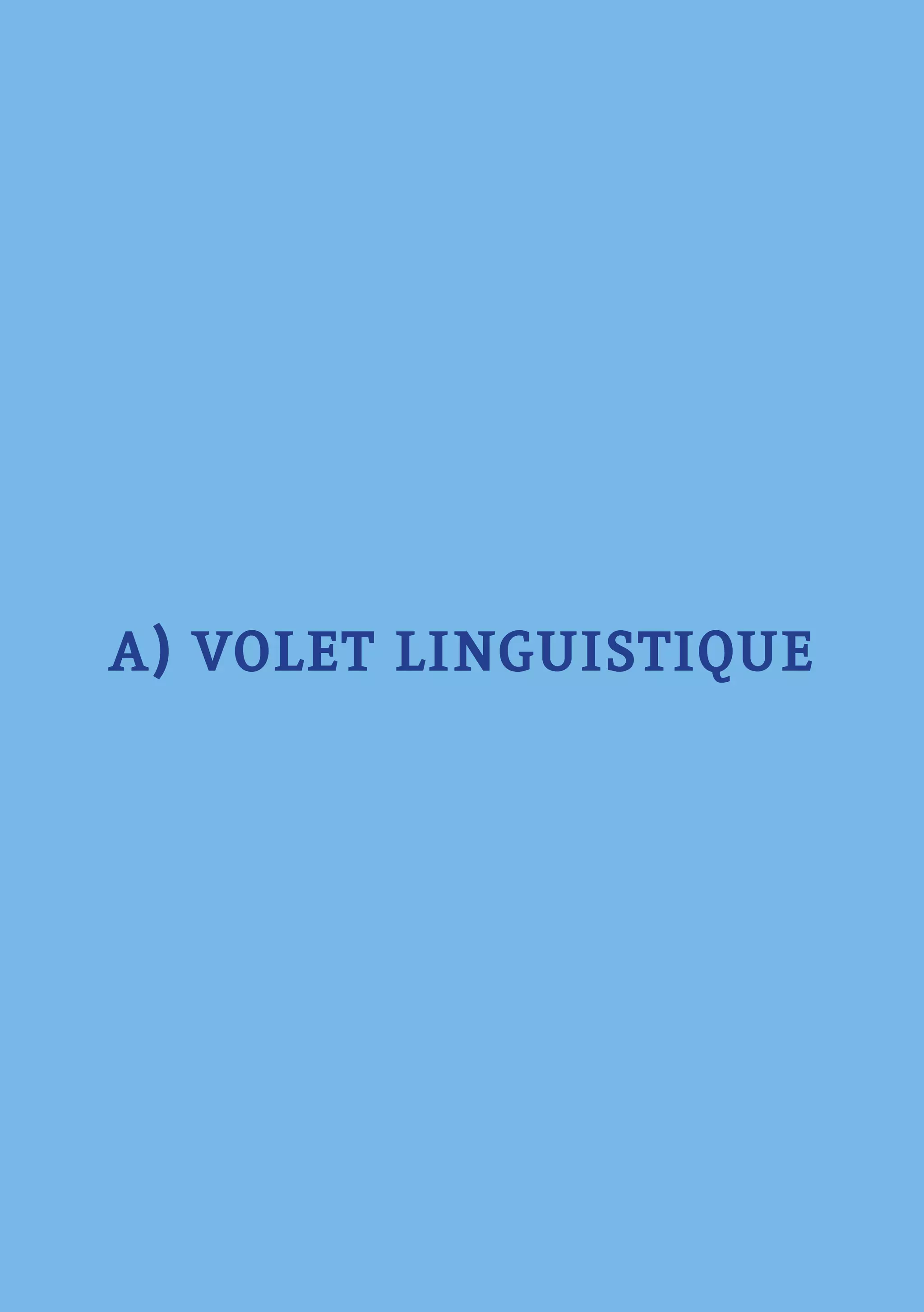 - 23 -
A) VOLET LINGUISTIQUE
 