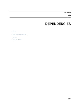 1555
CHAPTER
TWO
DEPENDENCIES
• base
• crm_configuration
• event
• cci_partner
 