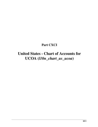 3311
Part CXCI
United States - Chart of Accounts for
UCOA (l10n_chart_us_ucoa)
 