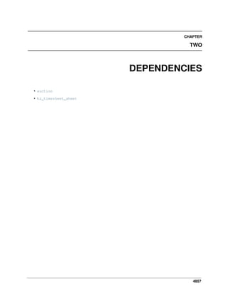 4857
CHAPTER
TWO
DEPENDENCIES
• auction
• hr_timesheet_sheet
 