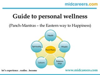Guide to personal wellness (Panch-Mantras – the Eastern way to Happiness) let’s experience . realise . become   www.midcareers.com   