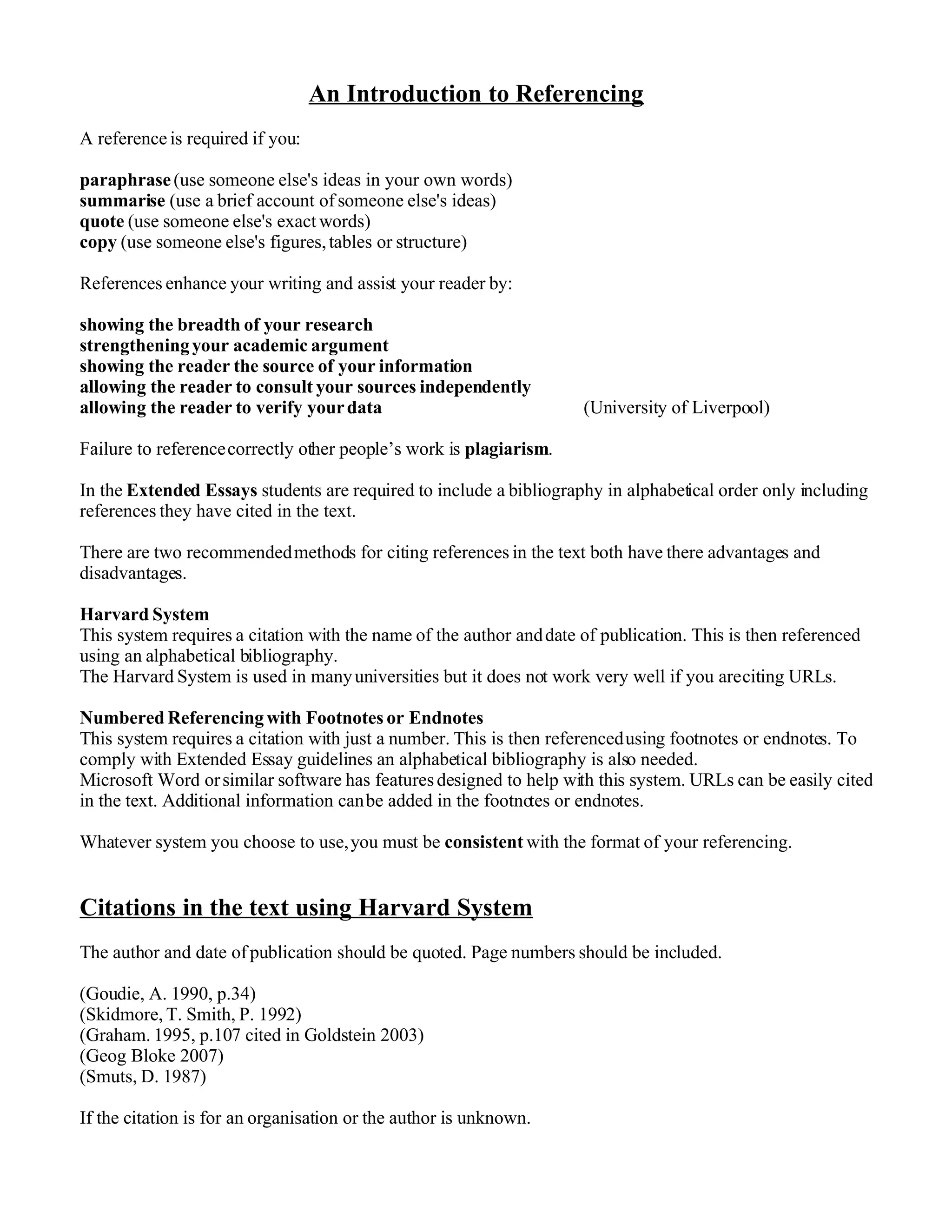 Guide To Referencing Your Extended Essay