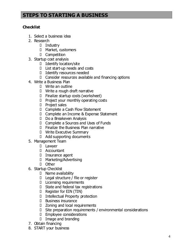 business startup checklist
