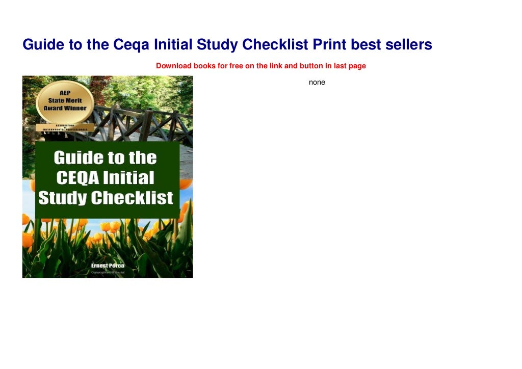 Guide to the Ceqa Initial Study Checklist Print best sellers
