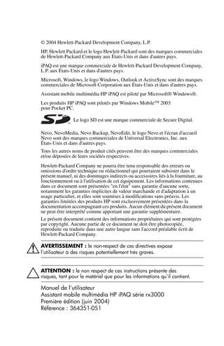 Guide utilisateur IPAQ 3715