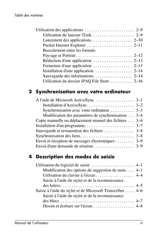 Guide utilisateur IPAQ 3715