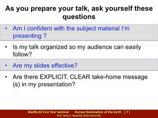 TIPS: Preparing slides for an oral presentation