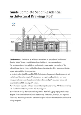 Guide Complete Set of Residential Architectural Drawings PDF | PDF