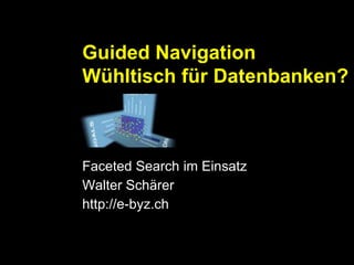 Guided NavigationWühltisch für Datenbanken? FacetedSearch im Einsatz Walter Schärer http://e-byz.ch 