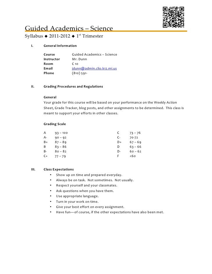 guided academics science syllabus
