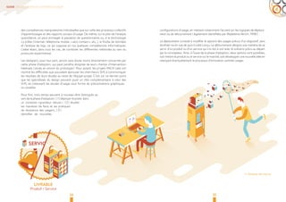 34 35
GUIDE DE L’INNOVATION CENTRÉE-USAGER
4
des compétences manipulatoires individuelles que sur celle des processus collectifs
d’apprentissages et des rapports sociaux d’usage. De même, sur le plan de l’analyse
quantitative, on peut envisager la passation de questionnaires ou, si la technologie
s’y prête ( Internet, téléphonie mobile, « sans contact », etc. ), la fouille de données
et l’analyse de logs, ce qui suppose en sus quelques compétences informatiques.
L’idéal étant, dans tous les cas, de combiner les différentes méthodes au sein du
protocole expérimental.
Les designers, pour leur part, seront sans doute moins directement concernés par
cette phase d’adoption, qui peut paraître éloignée de leurs champs d’intervention
habituels ( situés en amont du prototype ). Pour autant, les projets PACA Labs ont
montré les difficultés que pouvaient éprouver les chercheurs SHS à communiquer
les résultats de leurs études au reste de l’équipe-projet. C’est sur ce dernier point
que les spécialistes du design peuvent jouer un rôle complémentaire à celui des
SHS, en traduisant les études d’usage sous forme de préconisations graphiques
ou visuelles.
Pour finir, trois temps peuvent à nouveau être distingués au
sein de la phase d’adoption : ( 1 ) déployerle pilote dans
un contexte « grandeur nature » ; ( 2 ) étudier
les manières de faire et les pratiques
de résistance des usagers ; ( 3 )
identifier de nouvelles
configurations d’usage, en mettant notamment l’accent sur les logiques de déplace-
ment ou de détournement ( également identifiées par Madeleine Akrich, 1998 ).
Le déplacement consiste à modifier le spectre des usages prévus d’un dispositif, sans
annihiler ce en vue de quoi il a été conçu. Le détournement désigne une manière de se
servir d’un produit ou d’un service qui n’a rien à voir avec le scénario prévu au départ
par le concepteur. Ainsi, à l’issue de la phase d’adoption, deux options sont possibles,
soit mettre le produit ou le service sur le marché, soit développer une nouvelle idée en
relançant éventuellement le processus d’innovation centrée-usager.
›› Analyse de traces
LIVRABLE
Produit / Service
 