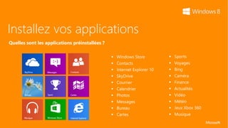 Installez vos applications
Quelles sont les applications préinstallées ?
 