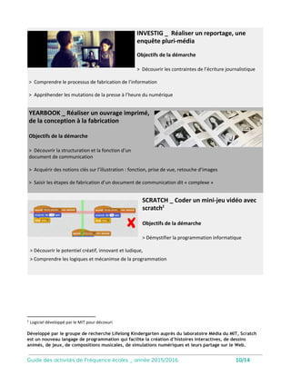 Web-expert
Objectifs de la séance
• Conceptualiser le fonctionnement de
Google, de l'exploration à l'indexation
• Améliorer sa capacité de recherche
avec les trucs et astuces de la recherche
sur le web
• Développer sa vigilance et l'analyse des
sources dans le traitement de
l'information
Améliorer sa recherche d’informations par le jeu et la
mise en situation
Les études sur la recherche d’information
montrent que les jeunes ne savent pas
évaluer les résultats d’une requête en
ligne et se concentrent avant tout sur la
nécessité de rendre un résultat.
Web-expert les invite à questionner la
démarche à entreprendre pour obtenir un
résultat pertinent.
Intervention conçue pour une classe
entière. L’intervenant apporte son
ordinateur, un vidéo-projecteur
nécessaire.
11
 