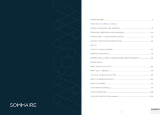 2 3
SOMMAIRE
MAROC EN BREF.............................................................................................................................. 8
FAIRE DES AFFAIRES AU MAROC
FORMES JURIDIQUES DES SOCIÉTÉS.....................................................................................12
ÉTAPES DE CRÉATION D’UNE ENTREPRISE........................................................................20
FINANCEMENT ET PROGRAMMES D’APPUI.........................................................................26
COÛTS DE FACTEURS DE PRODUCTION..............................................................................56
EMPLOI
CODE DU TRAVAIL EN BREF......................................................................................................62
FORMALITÉS SOCIALES..............................................................................................................70
ENTRÉE, INSTALLATION ET RECRUTEMENT DES ÉTRANGERS.................................72
RÉGIME FISCAL
IMPÔT SUR LES SOCIÉTÉS...........................................................................................................82
IMPÔT SUR LE REVENU................................................................................................................89
TAXE SUR LA VALEUR AJOUTÉE.............................................................................................96
DROITS D’ENREGISTREMENT..................................................................................................105
DROITS DE TIMBRE.........................................................................................................................113
TAXE PROFESSIONNELLE...........................................................................................................117
TAXED’HABITATION......................................................................................................................122
TAXE DES SERVICES COMMUNAUX.......................................................................................125
 