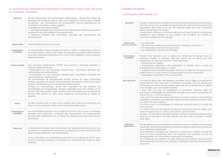 142 143
4. L’EXPORTATION TEMPORAIRE POUR PERFECTIONNEMENT PASSIF AVEC RECOURS
À L’ÉCHANGE STANDARD
Permet l’exportation de marchandises défectueuses devant faire l’objet de
réparation et d’importer, dans le cadre d’une obligation contractuelle ou légale
de garantie  des marchandises de remplacement fournies gratuitement, en
exonération des droits et taxes exigibles.
2 variantes de l’échange standard :
• L’échange standard avec exportation des marchandises défectueuses avant
importation des marchandises de remplacement ;
• L’échange standard avec importation anticipée des marchandises de
remplacement.
Toute entreprise de droit marocain.
Les marchandises ayant acquitté les droits et taxes à l’importation (mises à
la consommation), devant faire l’objet de réparation, exportées définitivement
pour être remplacées gratuitement en vertu d’une obligation contractuelle ou
légale de garantie.
Une demande d’autorisation d’ETPP avec recours à l’échange standard à
déposer auprès du bureau :
• d’exportation en cas d’échange standard sans  importation anticipée des
marchandises de remplacement;
• d’importation en cas d’échange standard avec importation anticipée des
marchandises de remplacement.
Les marchandises de remplacement doivent relever du même classement
tarifaire, posséder les mêmes caractéristiques techniques et être de la même
qualité commerciale que les marchandises défectueuses.
Lorsque les marchandises devant être exportées ont été utilisées, les
marchandises de remplacement doivent également avoir été utilisées et ne
peuvent être des produits neufs. Toutefois, les marchandises de remplacement
peuvent être neuves en vertu d’une obligation contractuelle ou légale de
garantie.
Les marchandises admises sous le régime de l’ETPP avec recours à l’échange
standard sans importation anticipée des marchandises de remplacement
peuvent être réimportées par un bureau de douane autre que celui de leur
exportation.
L’importation anticipée des marchandises de remplacement donne lieu à la
constitution d’une garantie (bancaire ou consignation) couvrant le montant des
droits et taxes afférents à ces marchandises.
À leur importation, les marchandises exportées sous le régime de l’ETPP avec
recours à l’échange standard sont admises en exonération des droits et taxes
exigibles..
Un délai maximum de six (06) mois à compter de la date de la déclaration de
mise à la consommation initiale de la marchandise défectueuse.
DÉFINITION
BÉNÉFICIAIRES
MARCHANDISES
AUTORISÉES
OCTROI DU RÉGIME
ADMINISTRATION
CONCERNÉE
FORMALITES
DÉLAIS
C- RÉGIMES D’UTILISATION
Permet l’importation en suspension des droits, taxes, prohibitions et restrictions
d’entrée qui leur sont normalement applicables des matériels et produits divers
exportables dans l’état où ils ont été importés après avoir reçu l’utilisation
prévue par les textes en vigueur.
L’exportation s’effectue en franchise des droits et taxes de sortie normalement
exigibles et avec dispense, le cas échéant, des formalités du contrôle du
commerce extérieur et des changes.
• Les industriels
• Les entreprises réalisant de grands travaux (barrages, autoroutes...)
• Les organisateurs de foires et expositions
• Les exportateurs d’articles d’emballage
Peuvent être déclarés sous le régime de l’admission temporaire tous les
matériels, produits et animaux visés par l’article 125 du décret pris pour
l’application du code des douanes. À titre d’exemple :
• échantillons et modèles
• marchandises destinées à être présentées ou utilisées dans le cadre de
manifestations commerciales ou autres
• matériel restant propriété étrangère, destiné à la réalisation de travaux d’une
durée limitée ou à une utilisation occasionnelle à des fins industrielles
• emballages, contenants et leurs accessoires...
Par dérogation au principe général caractérisant tous les régimes économiques
suspensifs, l’admission temporaire de certains matériels donne lieu au paiement
d’une redevance trimestrielle.
Cette redevance est égale, par trimestre, au dixième du montant cumulé des
droits et taxes d’importation dont ces matériels sont passibles, au jour de
l’enregistrement de la déclaration d’admission temporaire.
Sont dispensés du paiement de cette redevance les matériels de production
restant propriété des personnes résidant à l’étranger, importés temporairement
pour servir :
La durée de séjour des marchandises importées sous le régime de l’admission
temporaire est celle nécessaire à l’utilisation envisagée. Elle est calculée par
la Douane en fonction des documents présentés par le bénéficiaire du régime
sans, toutefois, que cette durée n’excède :
• deux (02) ans pour les emballages et contenants importés vides, les
accessoires d’emballages et contenants, les objets pour essais, expériences (cf.
article 125 Ca, Cc et D3 du décret) ;
• deux (02) ans pour les produits fabriqués au Maroc à partir de marchandises
importées au bénéficie de l’admission temporaire pour perfectionnement actif
(cf. article 125 D9 du décret) ;
• un (01) an pour les emballages et contenants importés pleins (cf. article 125
Cb du décret) ;
• six (06) mois pour les produits et animaux divers autres que les objets pour
essais et expériences (cf. article 125 D décret, sauf D3 et D9).
Toutefois, et dans des cas dûment justifiés, le Ministre chargé des finances peut
autoriser la prorogation du délai précité sans que celle-ci excède le double
dudit délai.
DÉFINITION
BÉNÉFICIAIRES
(Liste non exhaustive)
MARCHANDISES
AUTORISÉES
DÉLAI DE SÉJOUR
REDEVANCE
TRIMESTRIELLE
1. L’ADMISSION TEMPORAIRE (AT)
 