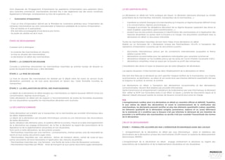 152 153
Sont dispensés de l’Engagement d’Importation les opérations d’importation sans paiement (dons
sans caractère commercial, marchandises donnant lieu à des règlements par des avoirs constitués
légalement à l’étranger, remplacement au titre de la garantie, etc...)
•	 Autorisation d’importation
- C’est un titre d’importation délivré par le Ministère du commerce extérieur pour l’importation de
certaines marchandises qui sont subordonnées à l’obtention préalable de la licence d’importation ;
- Elle est établie en 6 exemplaires ;
- Elle doit être accompagnée d’une facture pro forma ;
- Sa durée de validité est de 6 mois.
3 phases sont à distinguer :
- la conduite des marchandises en douane;
- la mise en douane des marchandises ;
- la déclaration en détail des marchandises.
ÉTAPE 1 : LA CONDUITE EN DOUANE
Consiste à acheminer directement les marchandises importées au premier bureau de douane ou
poste de douane d’entrée pour y être déclarées.
ÉTAPE 2 : LA MISE EN DOUANE
La mise en douane des marchandises est réalisée par le dépôt entre les mains du service d’une
déclaration sommaire ou de tout autre document en tenant lieu. Cette formalité incombe au
transporteur.
ÉTAPE 3 : LA DÉCLARATION EN DÉTAIL DES MARCHANDISES
Le dépôt de la déclaration en détail assigne aux marchandises un régime douanier définitif (mise à la
consommation, régimes économiques, ...).
Cette déclaration en détail sert de support à l’accomplissement de toutes les formalités douanières
(et non douanières) auxquelles les marchandises déclarées sont soumises.
ÉTAPES DE DÉDOUANEMENT
Cette déclaration est à établir par le transporteur de la marchandise par procédé informatique dans
les délais réglementaires.
Le dépôt de la déclaration par procédé informatique consiste en une transmission des énonciations
de ladite déclaration.
Après validation des éléments saisis, le système affiche le numéro, l’heure et la date d’enregistrement
de la déclaration qui engage entièrement, de ce fait, le déclarant au regard des prescriptions de la
législation et de la réglementation douanières et non douanières.
Sont joints à cette déclaration, les documents suivants :
- Marchandises importées par voie maritime : connaissements, chartes-parties, acte de nationalité du
navire et tous autres documents jugés utiles.
- Marchandises importées par voie aérienne : lettres de transport aérien, carnet de route et tous
autres documents de bord nécessaires à l’application des mesures douanières.
- Marchandises importées par voie terrestre : une feuille de route à titre de déclaration sommaire.
- Marchandises importées par MEAD :  titres de transport et tous autres documents jugés nécessaires.
LA DÉCLARATION SOMMAIRE
LA DÉCLARATION EN DÉTAIL
La déclaration en détail est l’acte juridique par lequel le déclarant (personne physique ou morale
propriétaire de la marchandise, transitaire, transporteur de la marchandise,…) :
•	 manifeste sa volonté d’assigner à la marchandise qu’il importe un régime douanier définitif (mise
à la consommation, régimes économiques…) ;
•	 s’engage à accomplir les obligations découlant de ce régime douanier (paiement des droits et
taxes exigibles, exportation après transformation…) ;
•	 produit tous les documents nécessaires à l’identification des marchandises et à l’application des
mesures douanières ou autres dont la Douane a la charge. Ces documents constituent avec la
déclaration en détail un document indivisible.
	
Toutes les marchandises importées doivent faire l’objet d’une déclaration en détail
établie sur un formulaire dit « Déclaration Unique des Marchandises» (D.U.M.) à l’exception des
opérations d’importation couvertes par les documents suivants :
•	 documents internationaux prévus par les conventions internationales auxquelles le Maroc
adhère (carnet ATA)
•	 déclarations occasionnelles pour les opérations individuelles sans caractère commercial
•	 déclarations établies sur les modèles prévus par les actes de l’Union Postale Universelle (UPU)
•	 déclarations simplifiées mises en place par la Douane au profit des entreprises.
L’exonération des droits et taxes ne dispense pas de cette obligation de déclaration.
Les agents douaniers n’interviennent pas dans l’établissement de la déclaration en détail.
Elle doit être faite par le déclarant qui doit spécifier l’espèce tarifaire de la marchandise, son origine,
sa provenance, sa destination, sa valeur et son poids ainsi que d’autres éléments quantitatifs tels que
la longueur, la surface, le volume, le nombre.
Les déclarations en détail, à l’exception des déclarations occasionnelles et des déclarations
conventionnelles, doivent être établies par procédé informatique. 
Après transmission et enregistrement (validation) de la déclaration par voie informatique, le déclarant
doit éditer la DUM (sur formulaire prévu à cet effet), la signer, y joindre les documents requis et la
déposer (dépôt physique) auprès du bureau de douane concerné pour prise en charge.
N.B. 
L’enregistrement confère ainsi à la déclaration en détail un caractère officiel et définitif. Toutefois,
le jour même du dépôt des déclarations et avant le commencement de la vérification des
marchandises, les déclarants peuvent rectifier en plus des éléments quantitatifs (valeur, quantité),
les éléments qualitatifs de la déclaration (origine, provenance, espèce) et ce, avant délivrance
de la mainlevée et à condition que la Douane n’ait pas informée le déclarant de son intention de
procéder à la vérification des marchandises ou qu’elle n’ait pas constaté l’inexactitude des termes
de la déclaration.
CIRCUIT DE DÉDOUANEMENT
ÉTAPE 1 : FORMALITÉS ACCOMPLIES PAR L’OPÉRATEUR ÉCONOMIQUE DANS SES LOCAUX
1. Enregistrement de la déclaration en détail par voie informatique : saisie et validation des
énonciations de la déclaration unique des marchandises (DUM) travers le système de dédouanement
électronique «BADR» 
L’enregistrement de la déclaration en détail engage entièrement le déclarant au regard des
prescriptions de la législation et de la réglementation douanières et non douanières.
 