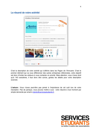 Le résumé de votre activité
 