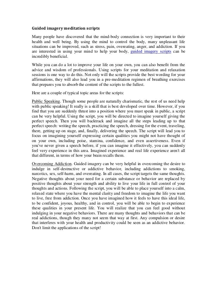 Guided Imagery Meditation Scripts Guided Imagery Meditation Scripts