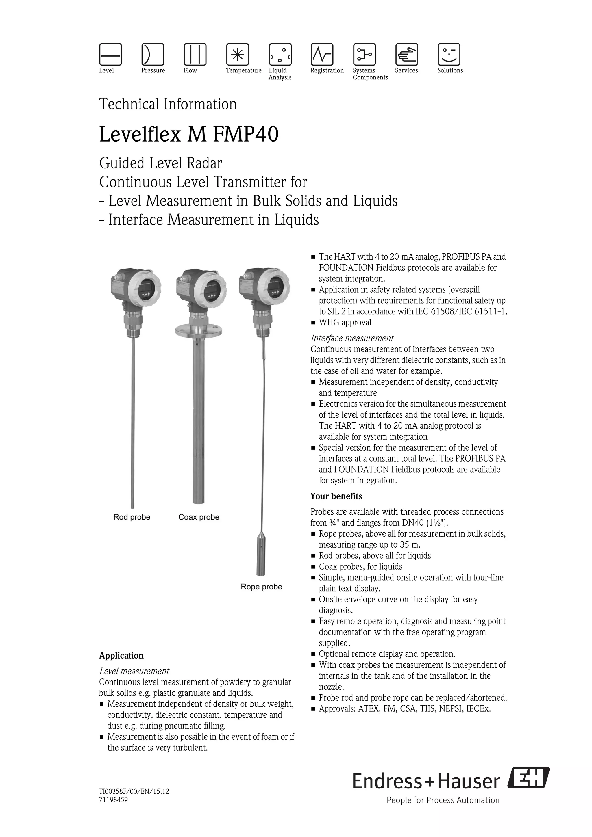 Levelflex Guided Level Radar-Levelflex M FMP40 | PDF | Physics | Science