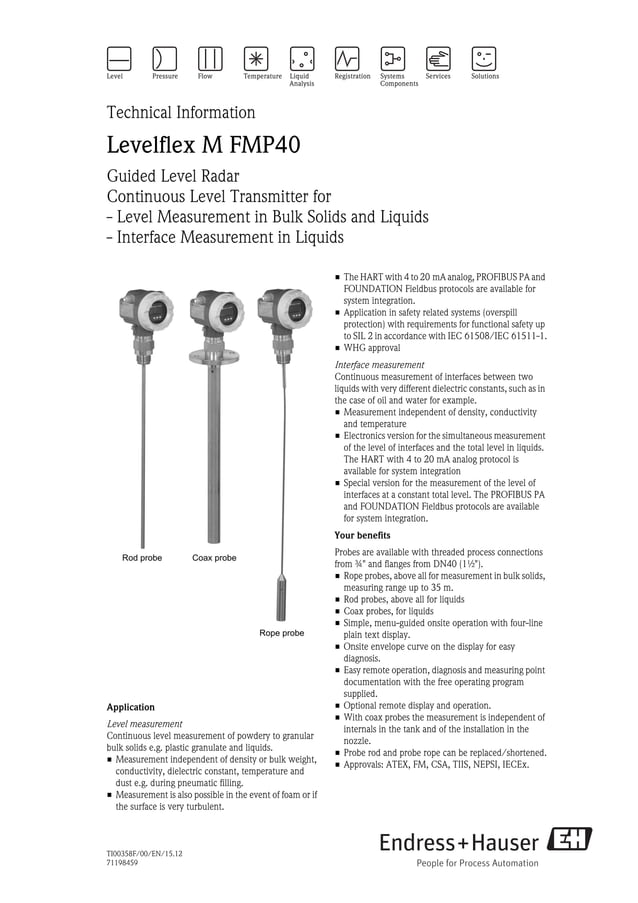 Levelflex Guided Level Radar-Levelflex M FMP40 | PDF | Physics | Science