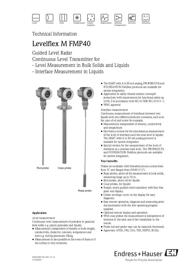 Guided Level Radar Levelflex M Fmp40