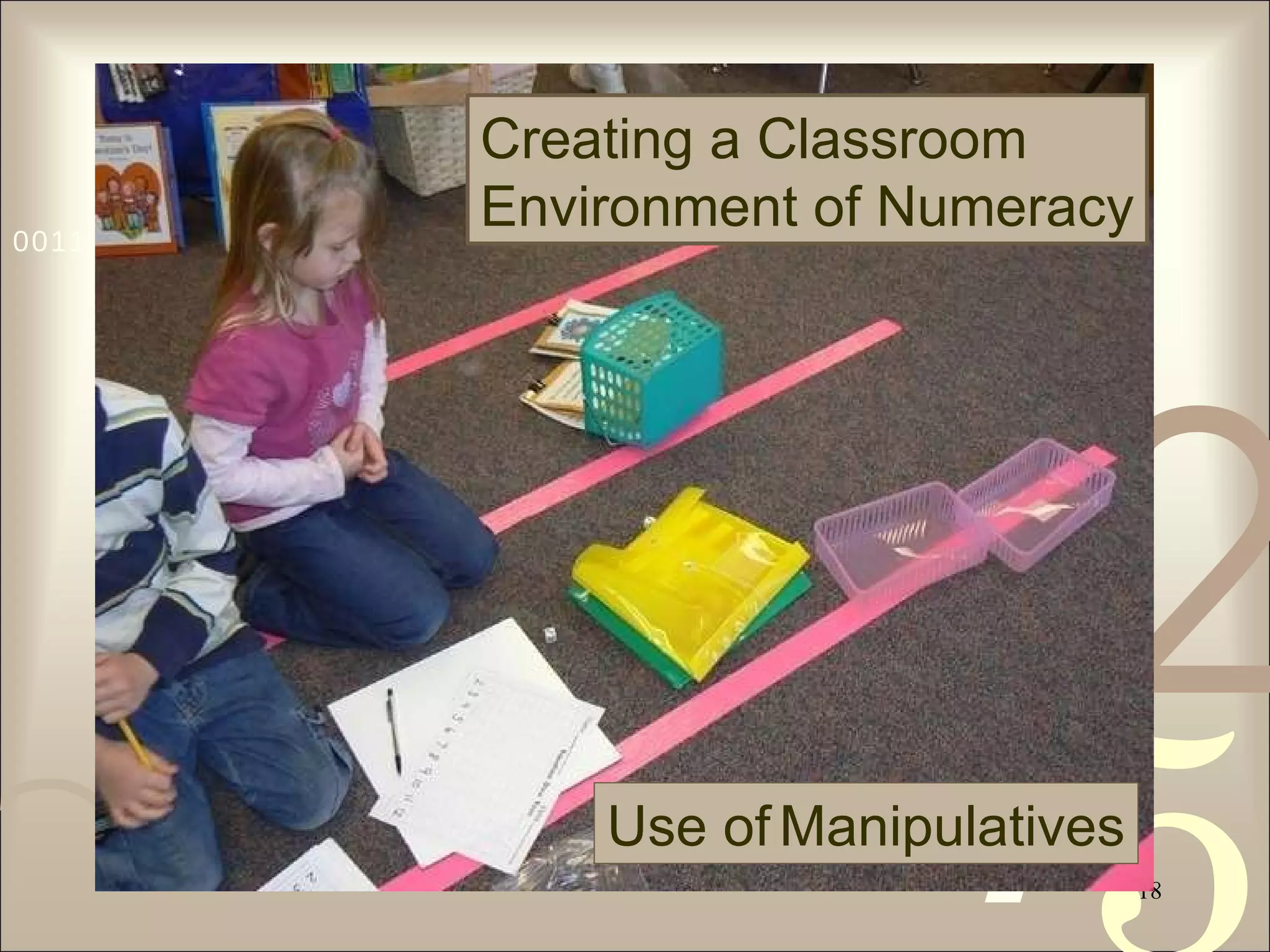 Use of   Manipulatives Creating a Classroom  Environment of Numeracy 