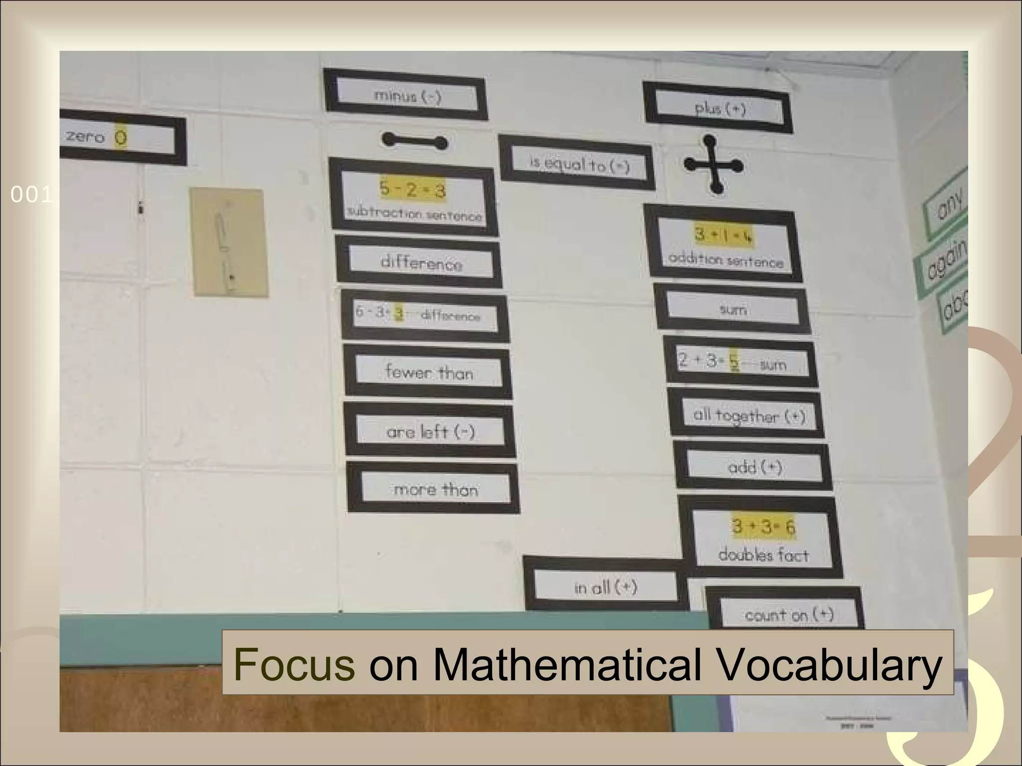 Focus  on Mathematical Vocabulary 