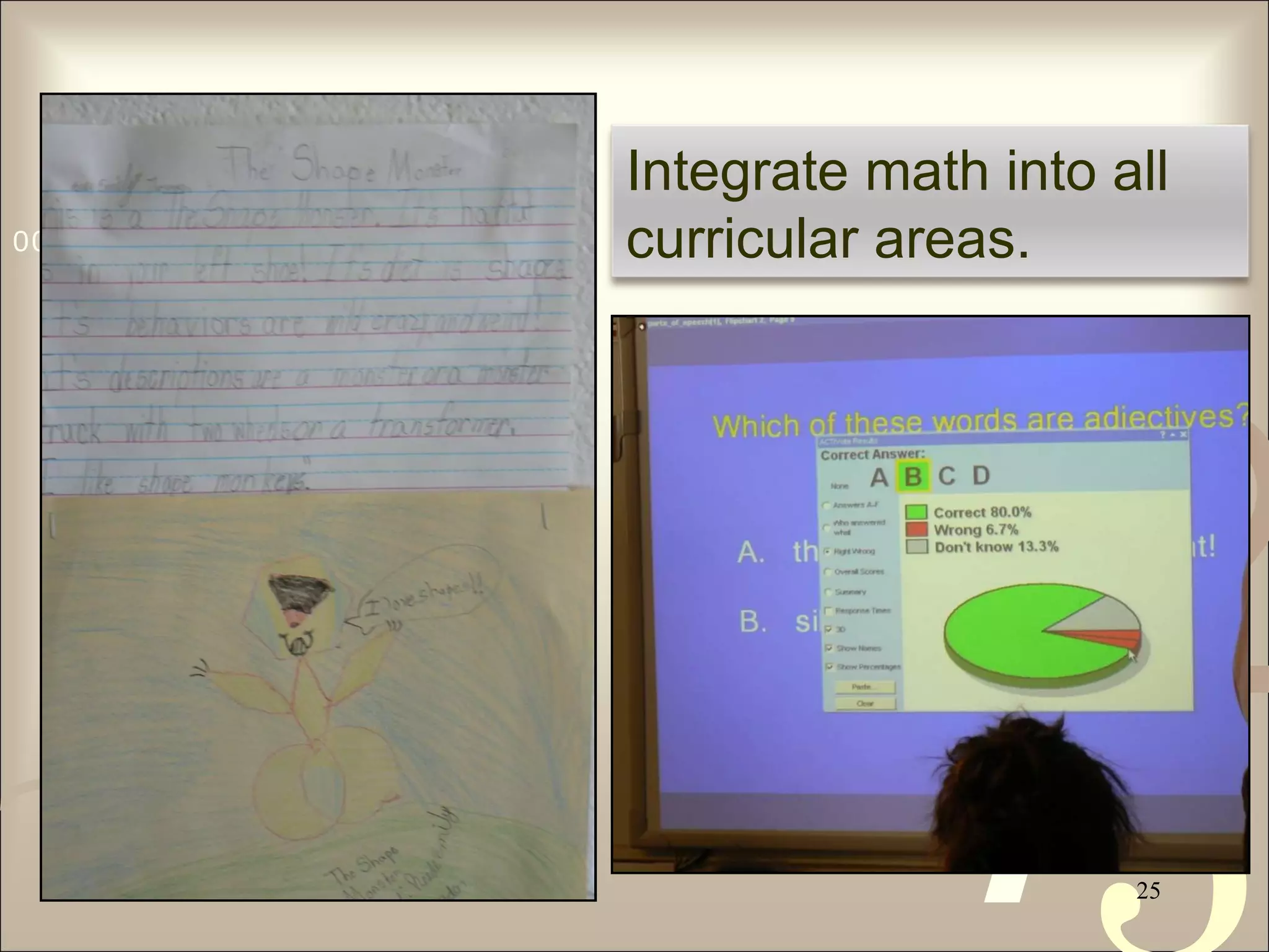 Integrate math into all curricular areas. 