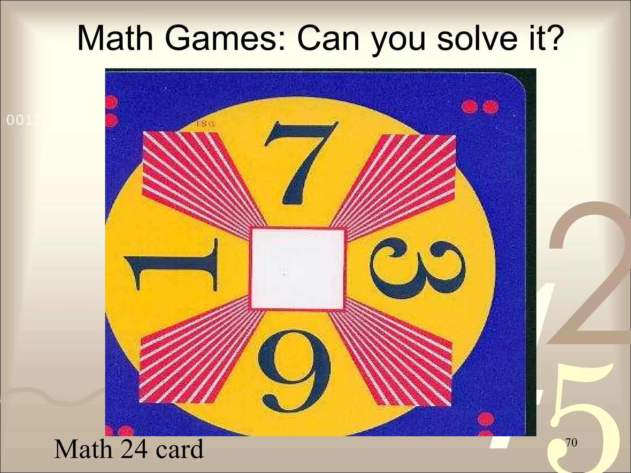 Math Games: Can you solve it? Math 24 card 