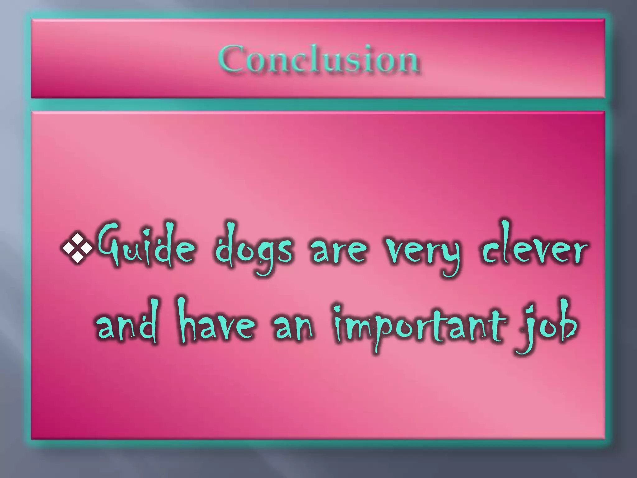 Guide dogs are very clever
 and have an important job
 