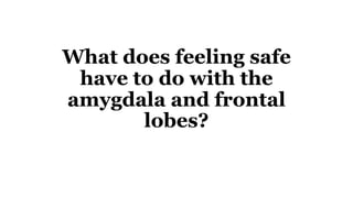 What does feeling safe
have to do with the
amygdala and frontal
lobes?
 