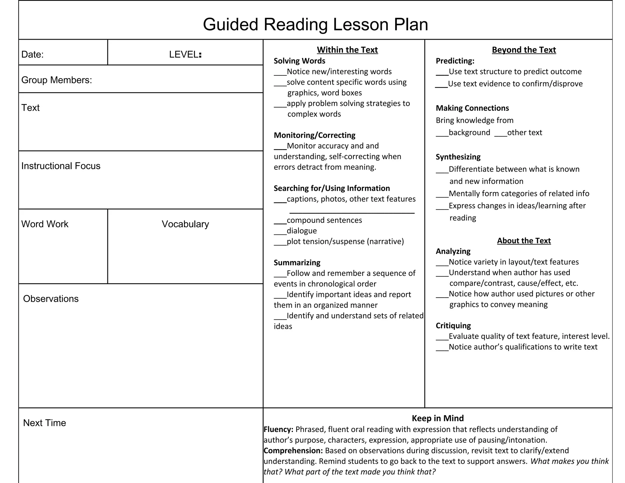 Guided reading lesson_plans_universal_template3 PPT
