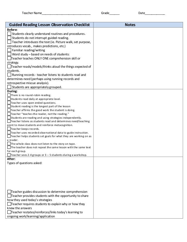 Guided reading look fors