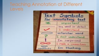 Teaching Annotation at Different 
Levels 
 