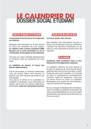 LE CALENDRIER DU
         DOSSIER SOCIAL ÉTUDIANT

     Entre le 15 janvier et le 30 avril                   Avant la fin ...