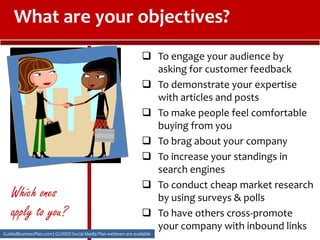 What are your objectives?To engage your audience by asking for customer feedback 