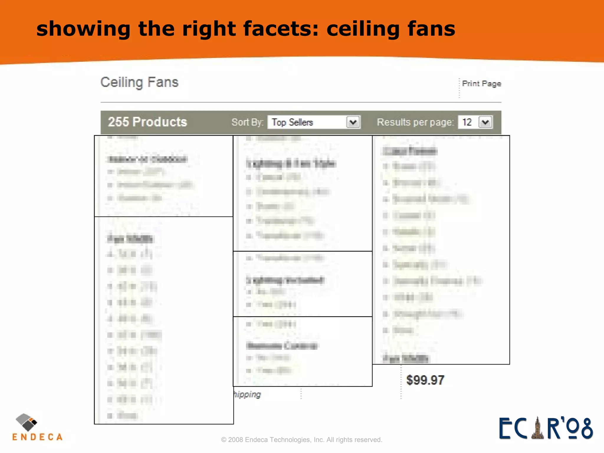 showing the right facets: ceiling fans 