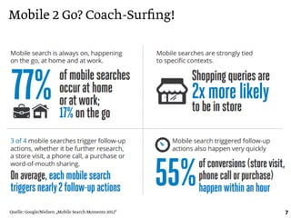 7
Quelle: Google/Nielsen „Mobile Search Moments 2012“
Mobile 2 Go? Coach-Surﬁng!
 