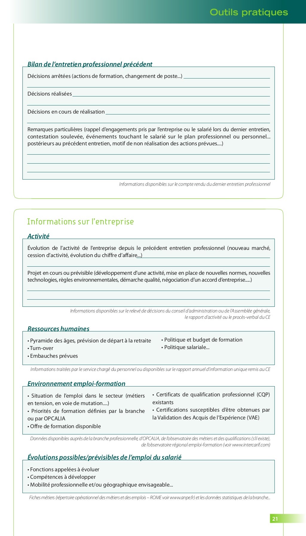 Guide entretien professionnel  Opcalia  2014