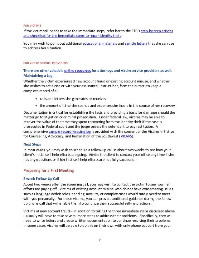 Guide for Assisting Identity Theft Victims Guide for Assisting Identity Theft Victims