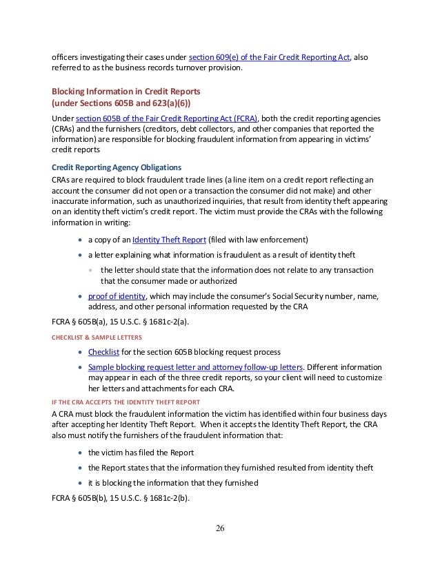 guide for assisting identity theft victims section 609 fcra letter