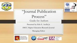 “Journal Publication
Process”
Guide for Authors
Presented by Felix E. Arcilla Jr.
SMCC Higher Education Research Journal
Managing Editor
 