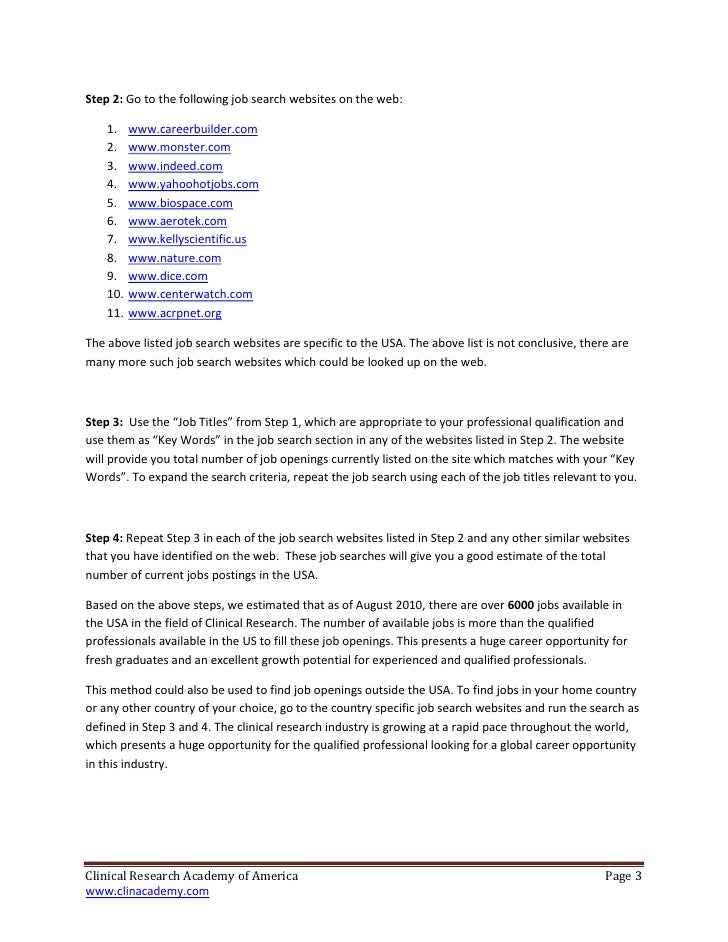 Guide For Career In Clinical Research Guide For Career In Clinical Research