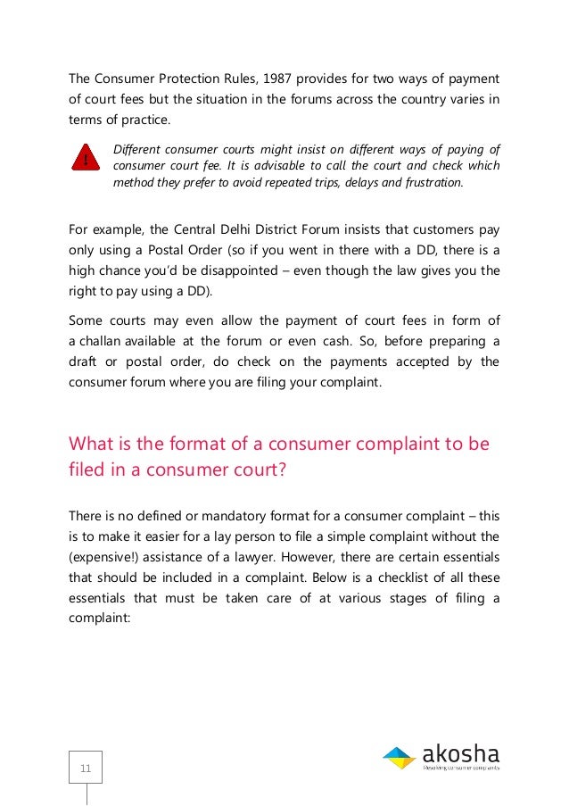 guide for consumer court akosha consumer complaint format