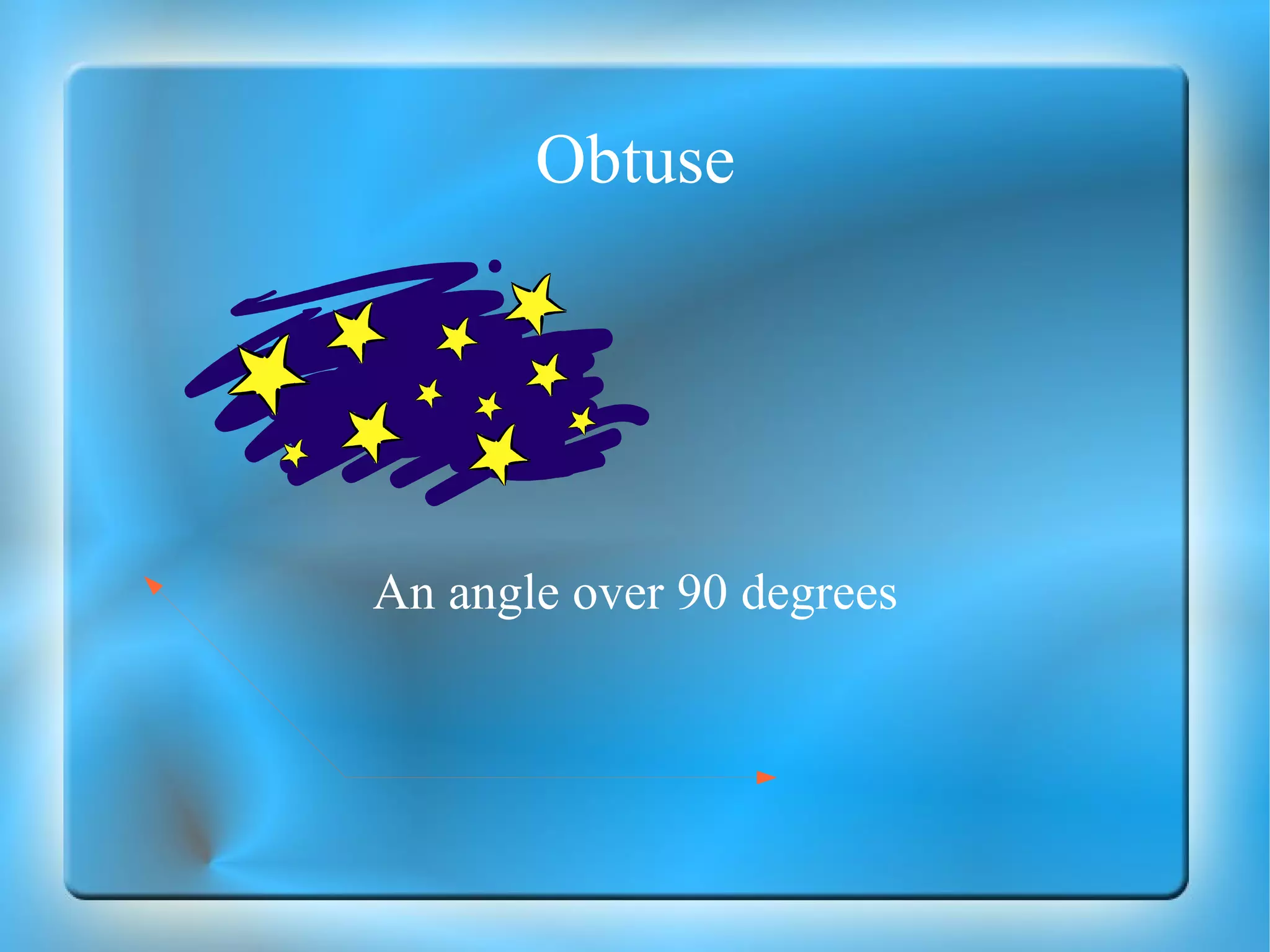 Obtuse An angle over 90 degrees 
