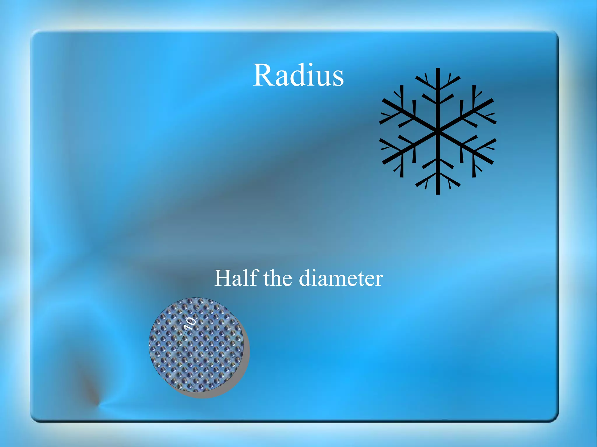 Radius Half the diameter 